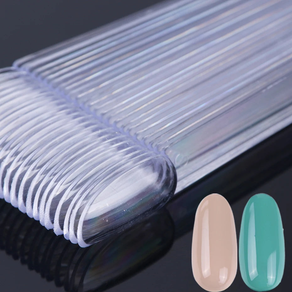 50pcs False Nail Display Tips Clear Nature Color Chart Oval Fan Style UV Gel Polish Swatch Shows Palette Practice Manicure Tools - She Vibess By C2P