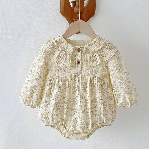 2024 New Autumn Christmas Newborn Baby Girls Long Sleeved Cotton Splicing Infant Baby Jumpsuit 0-24M Children Clothes - She Vibess By C2P