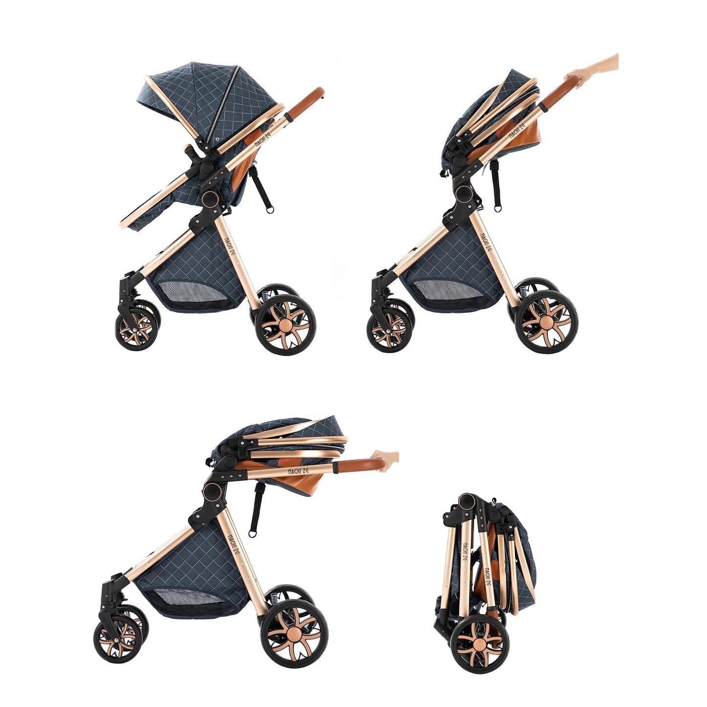 Lightweight Baby Stroller 3 in 1 Newborns Travel System Prams Multifunctional High Landscape Baby 4 IN 1 Strollers with Isofix - She Vibess By C2P