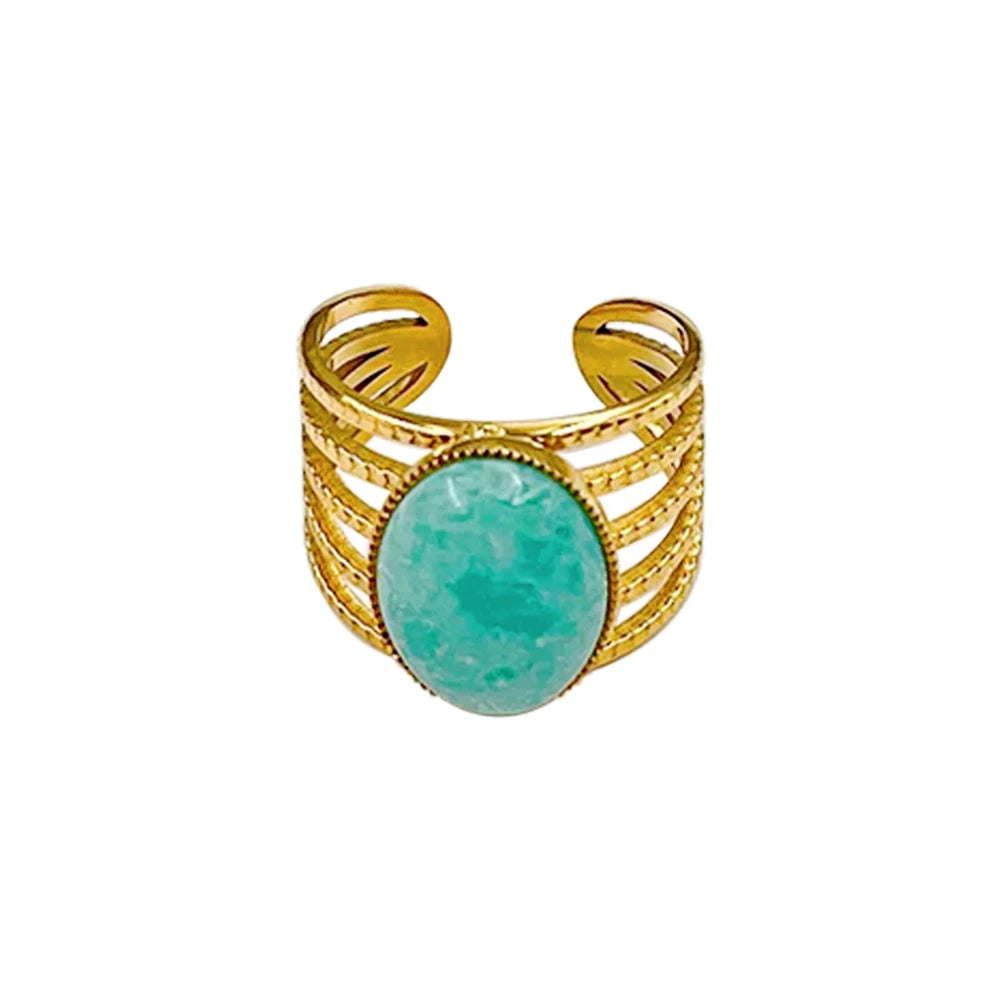 Stainless Steel Rings Open Rings For Women Rings Wide Ring Colorful Geometry Chain Female Rings Jewelry Party Gift Wholesale - She Vibess By C2P