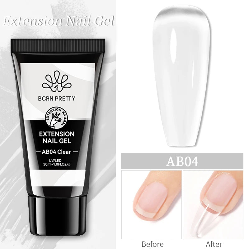 BORN PRETTY 30ml Glitter Acrylic Gel Finger Extension Nail Polish Silver Pink Extension Gel Polish Soak Off Nail Slip Solution - She Vibess By C2P