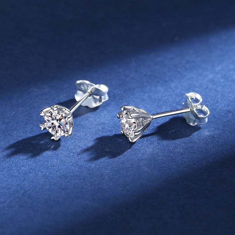 2 GRA Certificates S925 Sterling Silver Stud Earrings For Women And Men 100% Real Moissanite Pass Diamond Test Pen Fine Jewelry - She Vibess By C2P