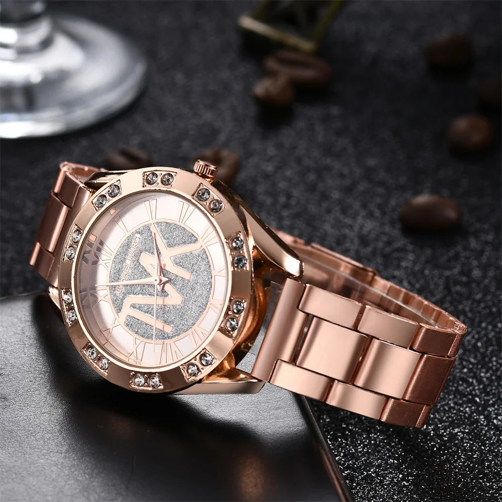 Luxury Women's Watch Fashion 2025 Diamonds TVK Quartz Watch Business Stainless Steel Gold Ladies Clock Gift Wristwatch - She Vibess By C2P