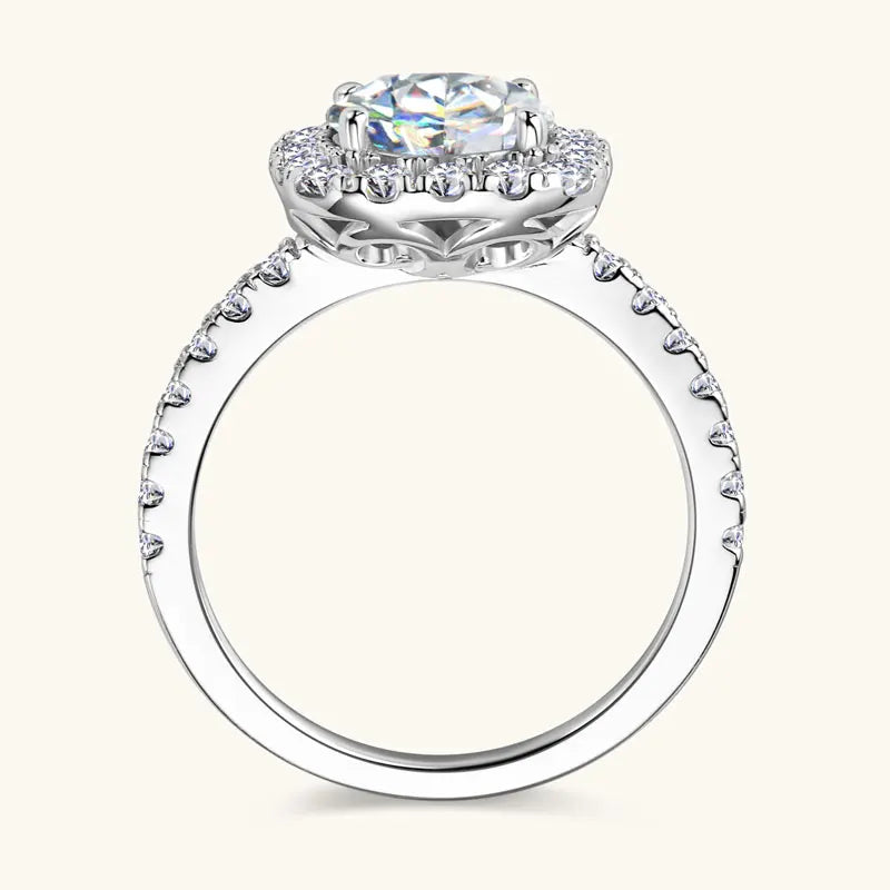 Lnngy 8mm 2ct Moissanite Halo Ring Certified 925 Sterling Silver Engagement Rings For Women Girls Wedding Party Jewelry Gift - She Vibess By C2P