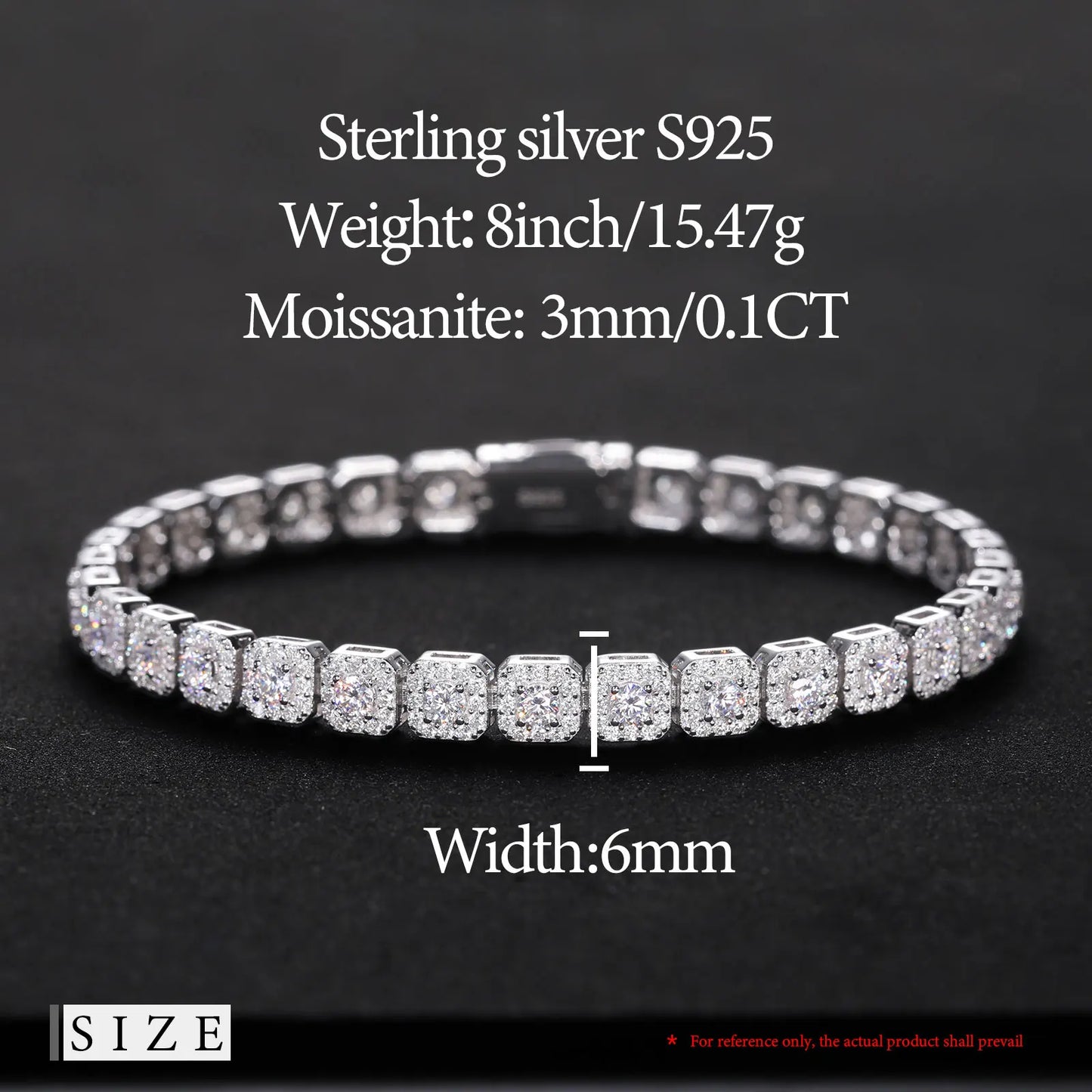 Iced Out Moissanite Halo Tennis Bracelet for Women Men S925 Sterling Silver 18k Gold Plated Jewelry with GRA Bracelets Gifts - She Vibess By C2P