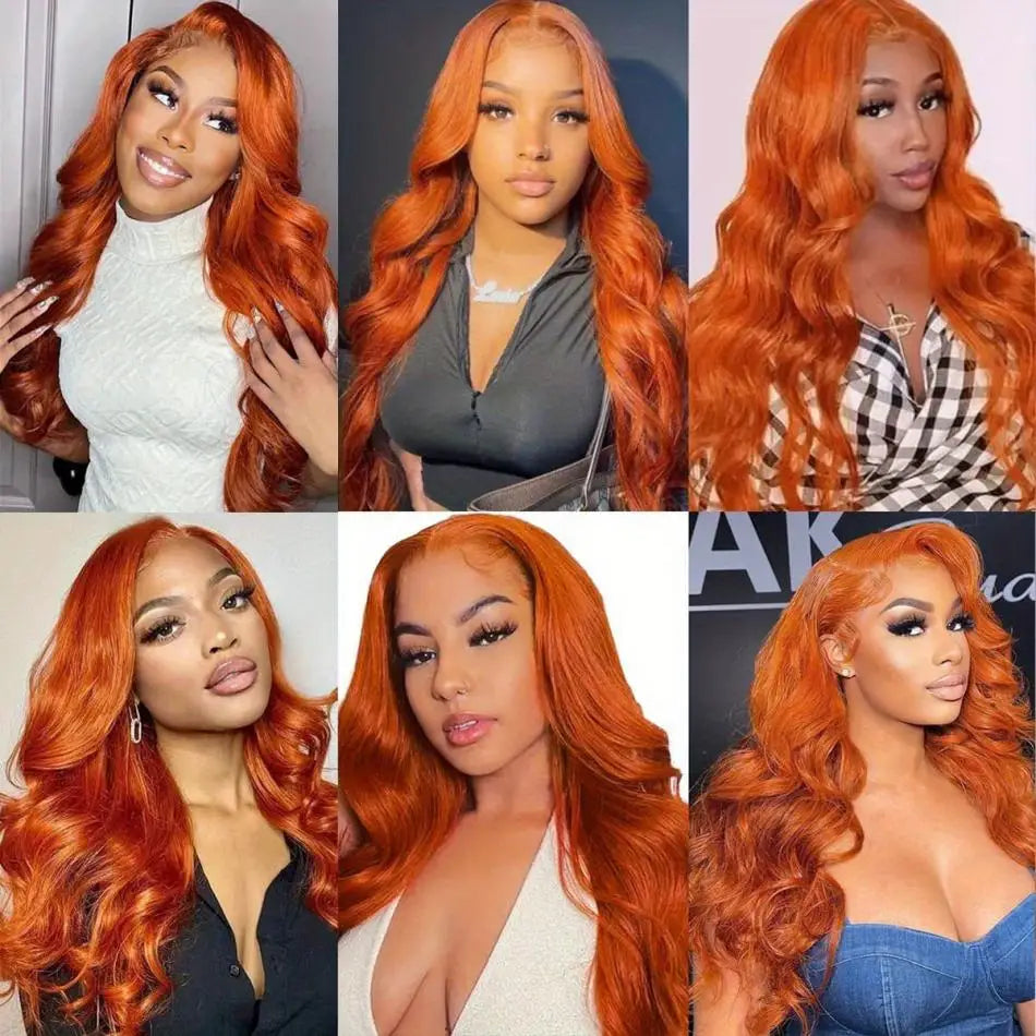 Ginger Orange Body Wave Wigs HD Lace Frontal Wig 13x6 13x4 Human Hair PrePlucked 100% Brazilian Wigs For Women Lace Front Wig - She Vibess By C2P