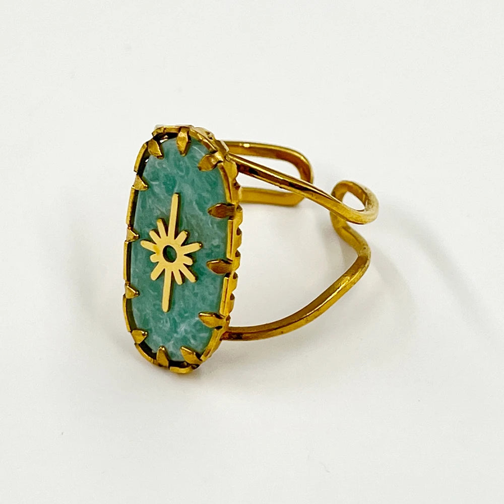 Stainless Steel Rings Open Rings For Women Rings Wide Ring Colorful Geometry Chain Female Rings Jewelry Party Gift Wholesale - She Vibess By C2P