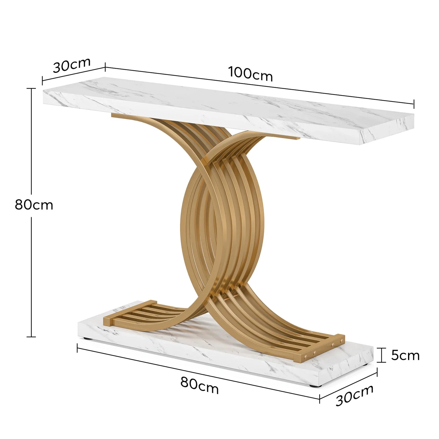 Tribesigns Gold Entryway Table, Modern 39-Inch Console Faux Marble Narrow Wood Sofa with Geometric Metal Legs - She Vibess By C2P