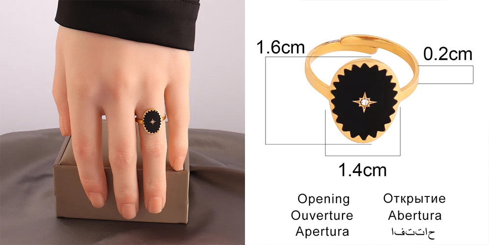Stainless Steel Rings Open Rings For Women Rings Wide Ring Colorful Geometry Chain Female Rings Jewelry Party Gift Wholesale - She Vibess By C2P