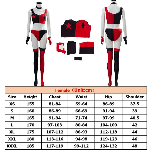 Movie Super Villain Fantasy Female Quinzel Cosplay Costume Black Red Jacket Coat Pants Women Halloween Carnival Disguise Suit-I’m Over 21 - She Vibess By C2P