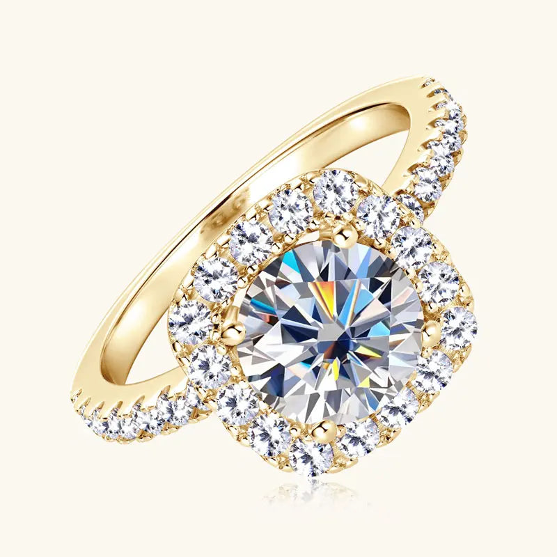 Lnngy 8mm 2ct Moissanite Halo Ring Certified 925 Sterling Silver Engagement Rings For Women Girls Wedding Party Jewelry Gift - She Vibess By C2P