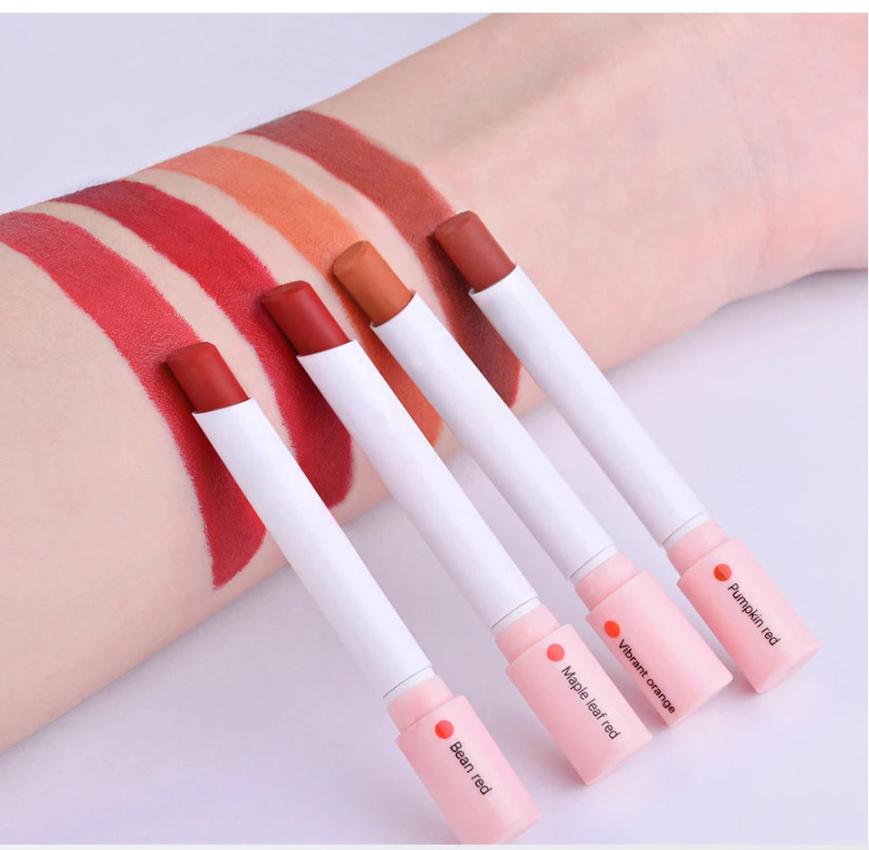 4 pcs/set Cigarette Lipstick Set Long Lasting Lip Glaze Matte Lip Gloss Waterproof Lip Stick Tube Nude Lip Tint Makeup Cosmetics - She Vibess By C2P