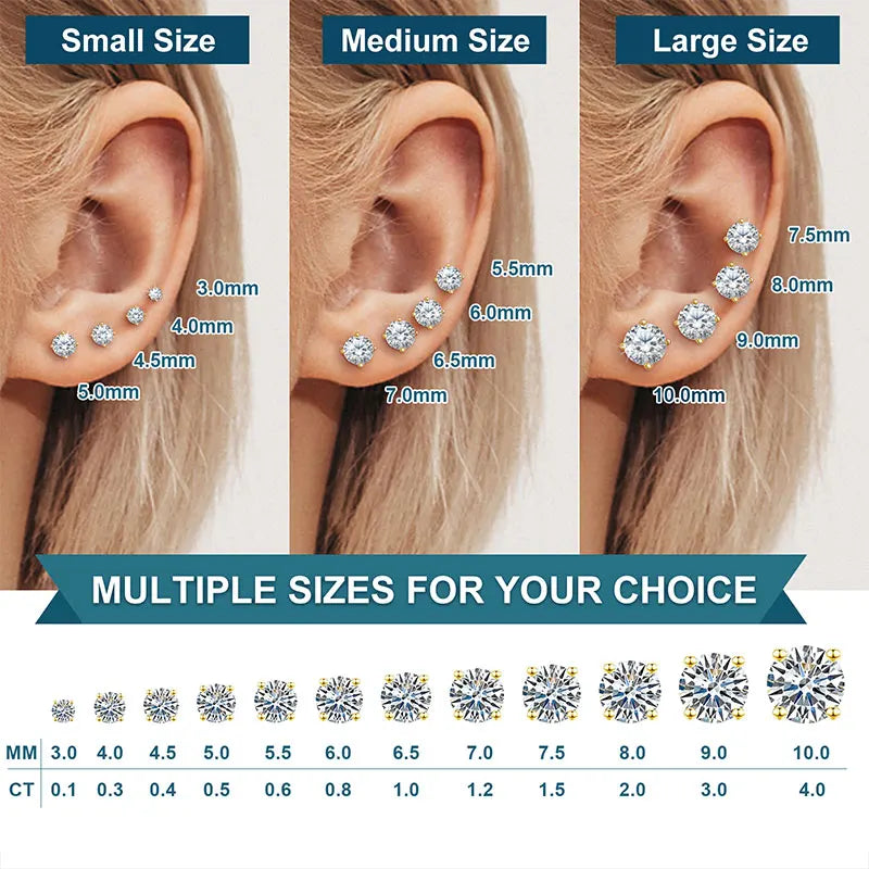 TUHE Unisex Classic Round Moissanite Earring For Women Jewelry 5MM/6MM/7/MM Silver 925 Fashion Earrings Women Gift - She Vibess By C2P
