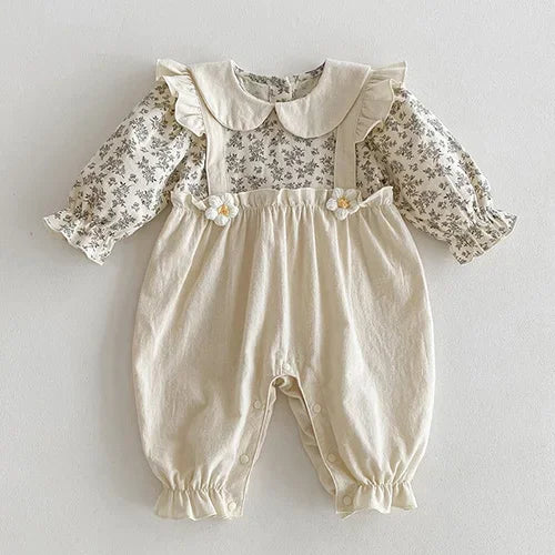 2024 New Autumn Christmas Newborn Baby Girls Long Sleeved Cotton Splicing Infant Baby Jumpsuit 0-24M Children Clothes - She Vibess By C2P