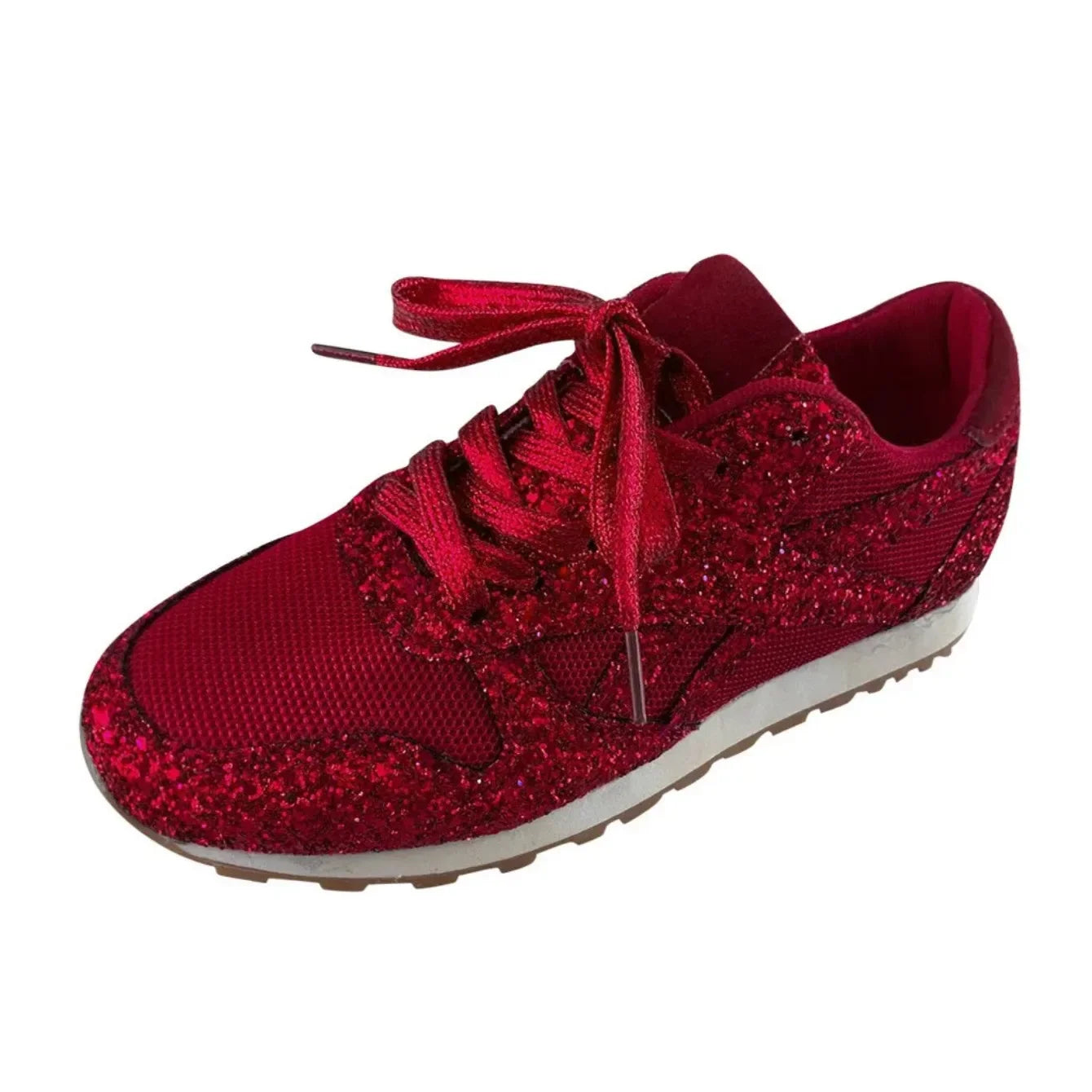 2024 New Women Flat Sneakers Casual Bling Vulcanized Shoes Women Mesh Lace Up Platform Plus Size Fashion Outdoor Woman Shoes - She Vibess By C2P