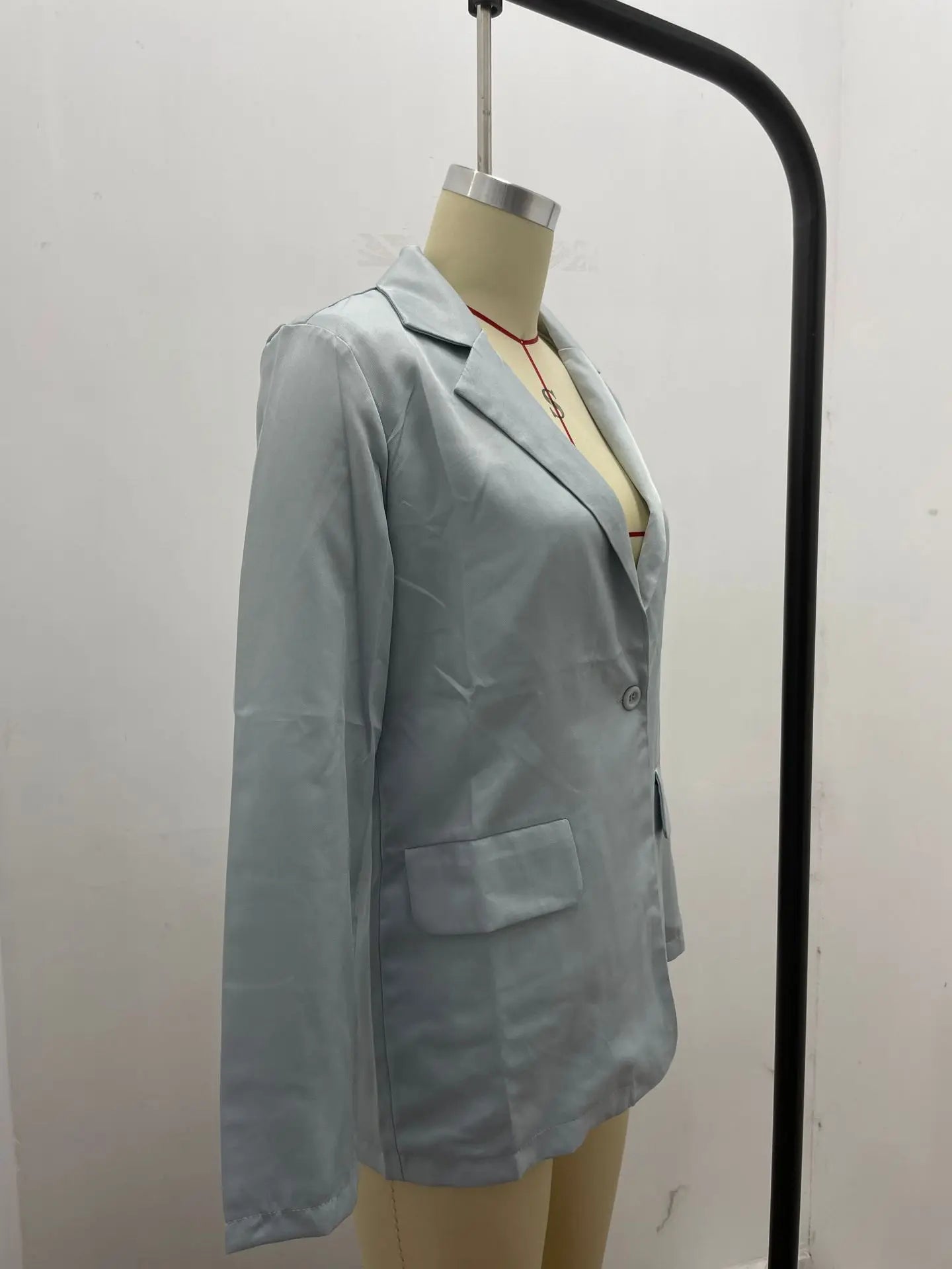 New Temperament Coat Women's Long Sleeve Solid Color Suit Collar Single Breasted Suit - She Vibess By C2P