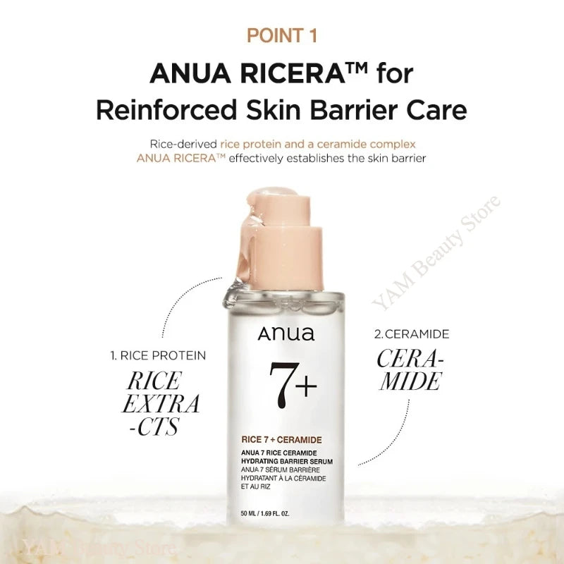 Korean Skin Care Essence 7 Rice Ceramide Hydrating Barrier Serum Facial Brightening Rice Hyaluronic Acid Daily Hydrating Serum - She Vibess By C2P