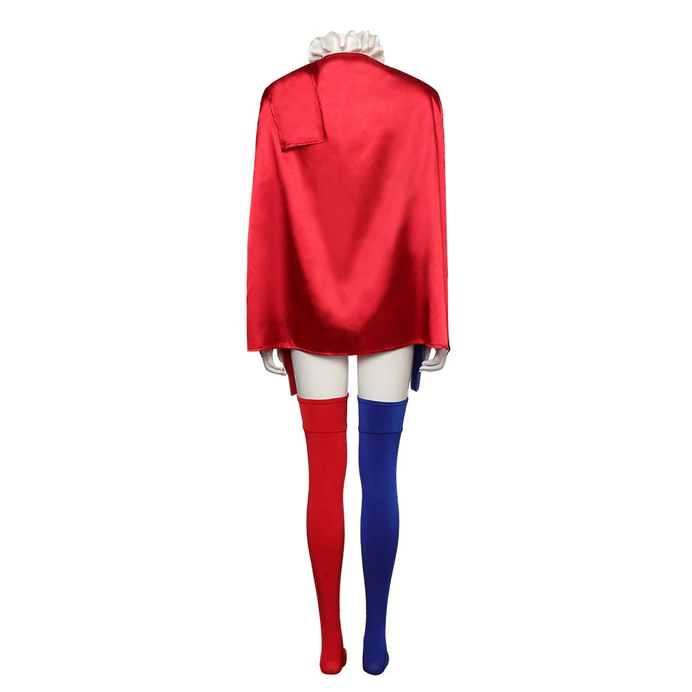 Adult Quinzel Cosplay Costume Women Fantasia Role Play Vest Cloak Shorts Outfits Halloween Carnival Disguise Party Suit-I’m Over 21 - She Vibess By C2P