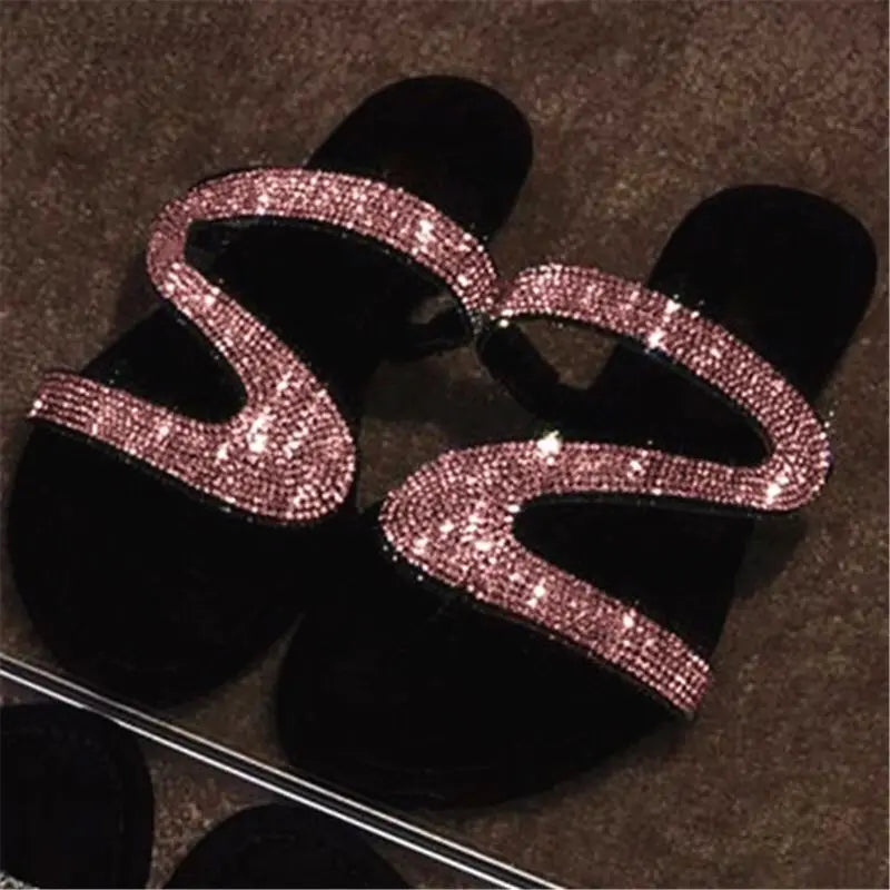 Spring/summer 2024 new sandals women bright diamond casual outdoor travel flip flop beach shoes non-slip durable slippers ms - She Vibess By C2P