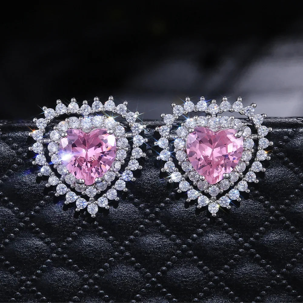 LXOEN Fashion White Clear 8mm Round Cubic Zircon Stud Earrings For Women Wedding Jewelry Trendy Crystal Earrings brinco Gift - She Vibess By C2P