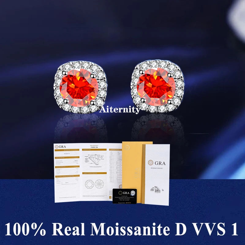 2 GRA Certificates S925 Sterling Silver Stud Earrings For Women And Men 100% Real Moissanite Pass Diamond Test Pen Fine Jewelry - She Vibess By C2P