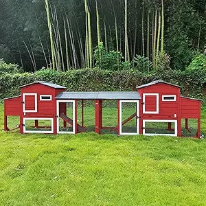 136" Chicken Coop with Wheels, Backyard Wooden Hen House Outdoor for 1-6 Chickens, 2 Story Poultry Cage Chicken Coop and Run, Ne - She Vibess By C2P