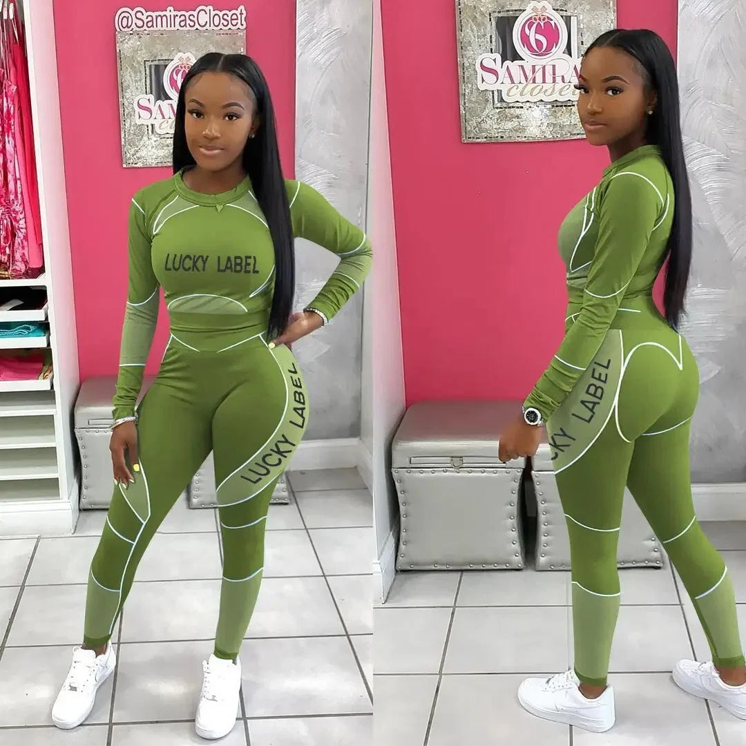 Casual Women's Long Sleeve Hoodie Set Printed Fashion Autumn Sportswear Two Pieces Outfit Comfortable Streetwear Style - She Vibess By C2P