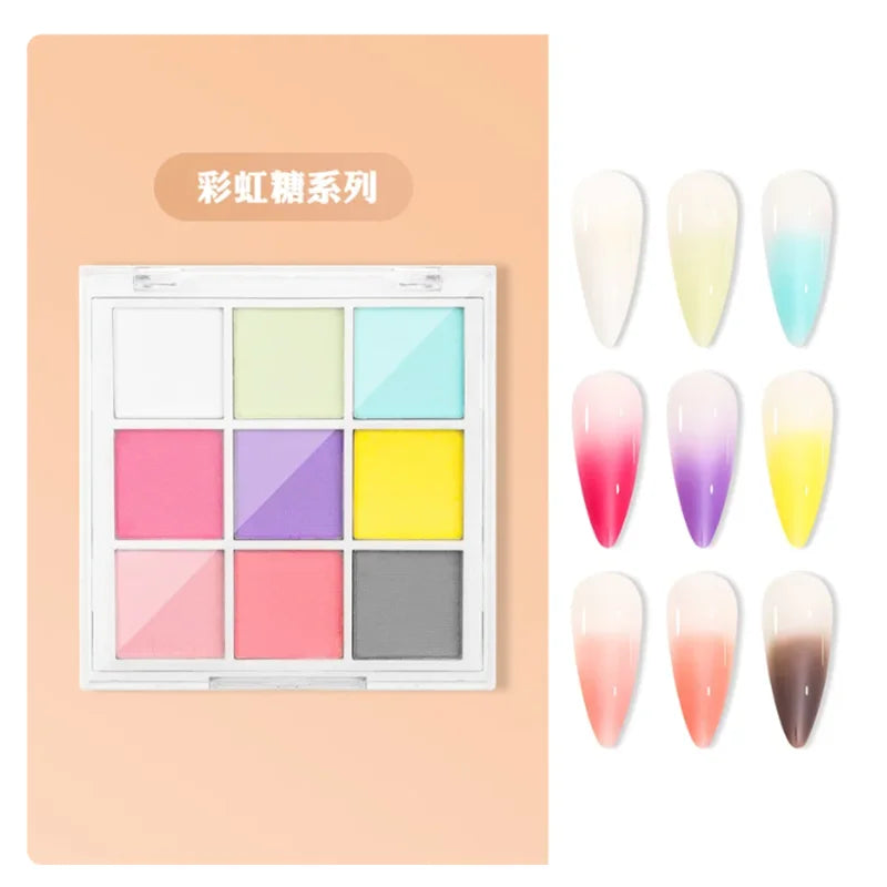 9Colors Solid Patting Nail Powders UV Polish Decoration Shimmer Fine Glitter Gradient Matte Pat Pat Manicure Polish Deco Powder - She Vibess By C2P
