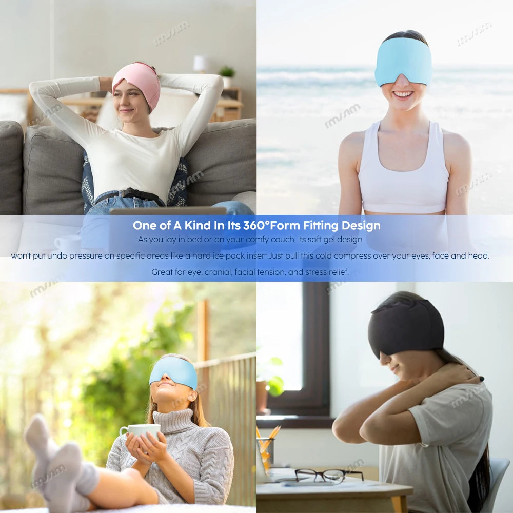 Migraine Relief Hat headache hat Gel Hot Cold Therapy Ice Cap For Relieve Pain Ice Hat Eye Mask Stress Pressure Pain Relief - She Vibess By C2P