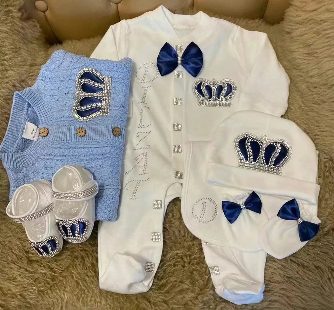 Velvet Newborn Baby Boy Outfits Blazer Vest Kids Clothing Cotton Infant Products Body Suit Shirt Pants Mittens Receiving Blanket - She Vibess By C2P
