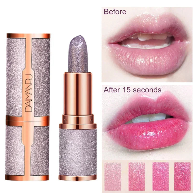 Temperature Color Changing Glitter Lipstick Waterproof Long Lasting Moisturizing Velvet Matte Lip Tint Red Pink Sexy Lips Makeup - She Vibess By C2P
