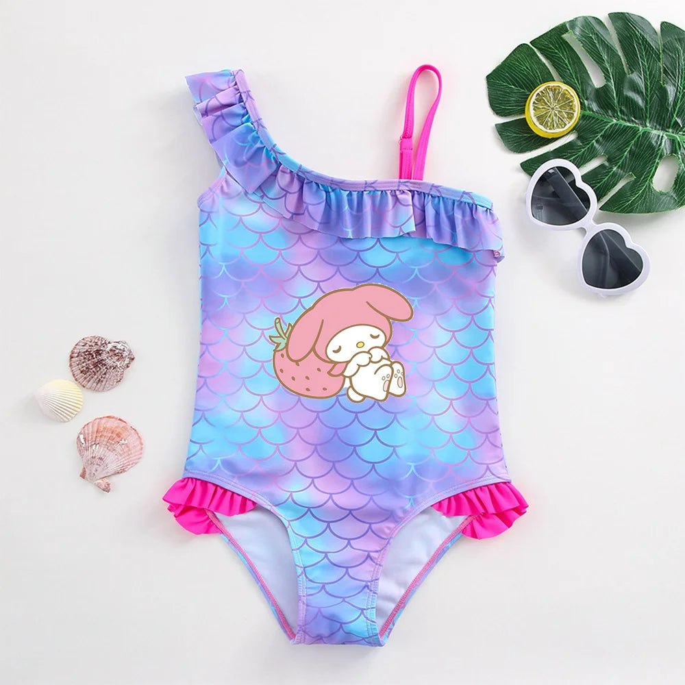 My Melody Girls Tankini Swimsuits Summer Beach wear Kids Wear Bathing Suits Children's Bikini Dresses Swimsuits Fashion Mermaid - She Vibess By C2P