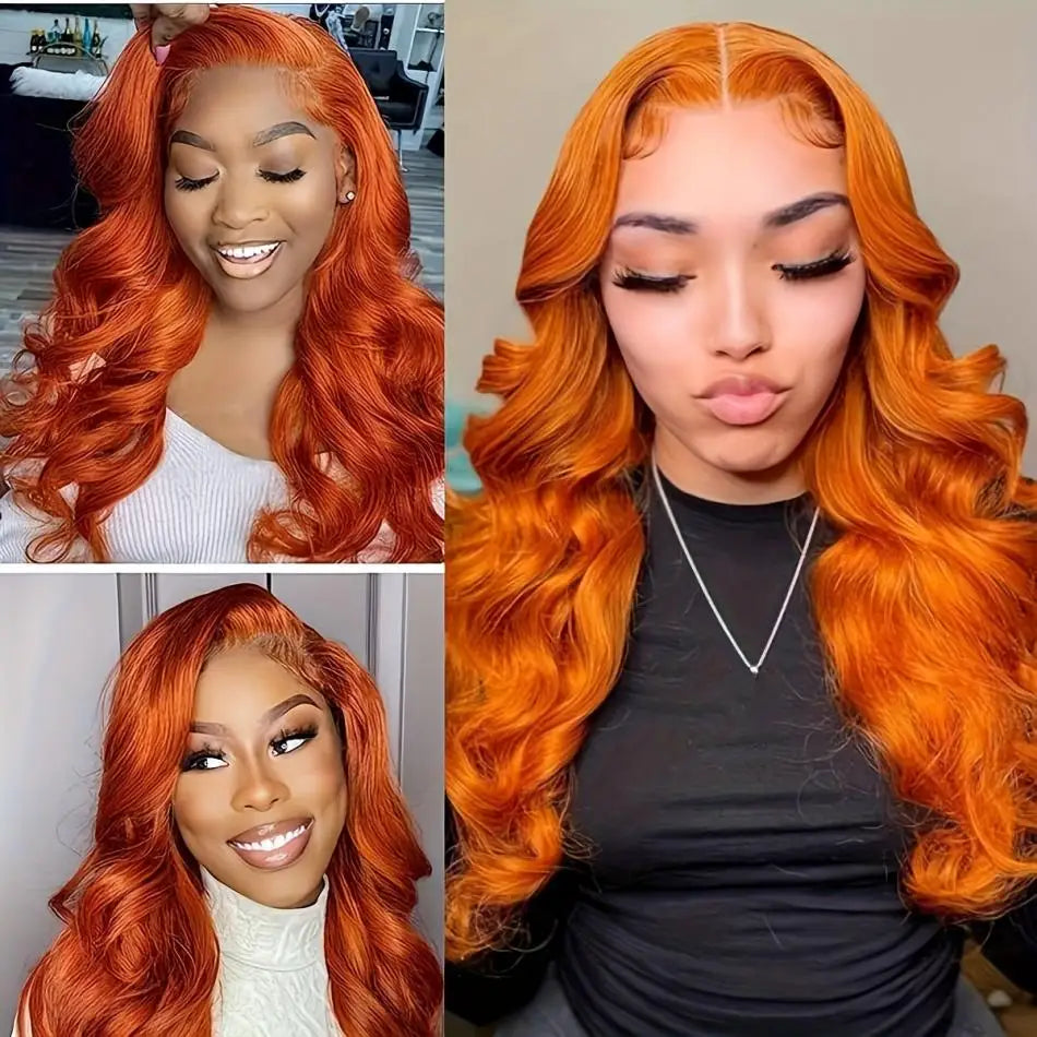Ginger Orange Body Wave Wigs HD Lace Frontal Wig 13x6 13x4 Human Hair PrePlucked 100% Brazilian Wigs For Women Lace Front Wig - She Vibess By C2P