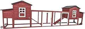 136" Chicken Coop with Wheels, Backyard Wooden Hen House Outdoor for 1-6 Chickens, 2 Story Poultry Cage Chicken Coop and Run, Ne - She Vibess By C2P