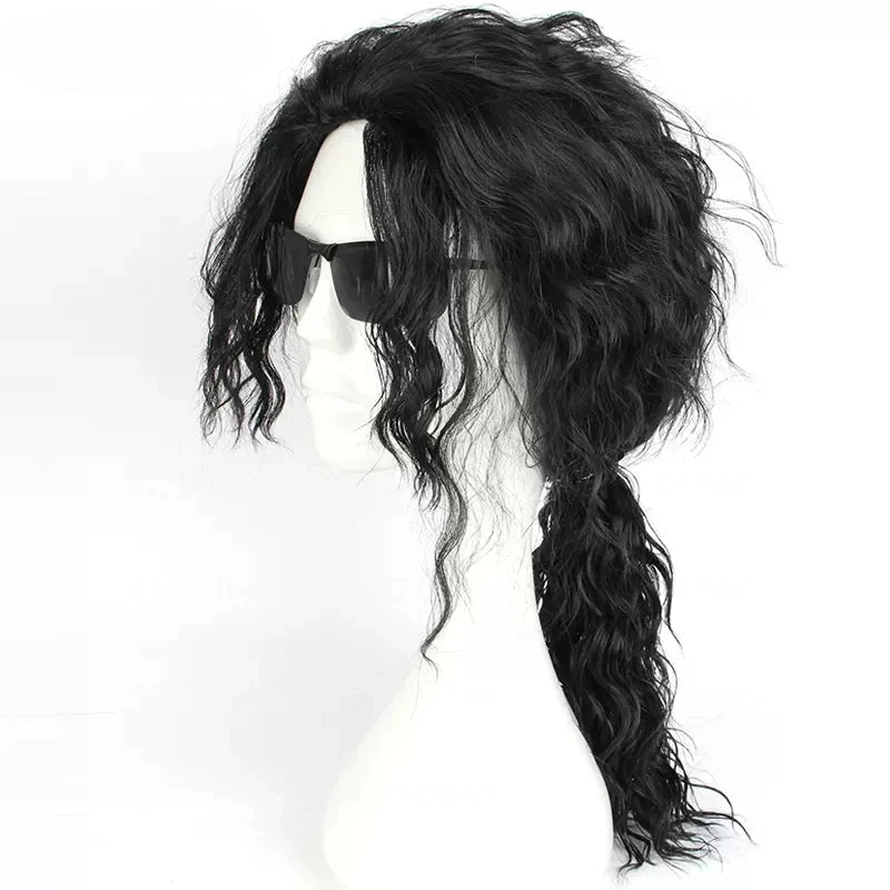 Anime Michael Jackson Cosplay Michael Cosplay Black Wig Michael Role Play Medium Long Curly Black Hair Wig Halloween Cos Wigs - She Vibess By C2P