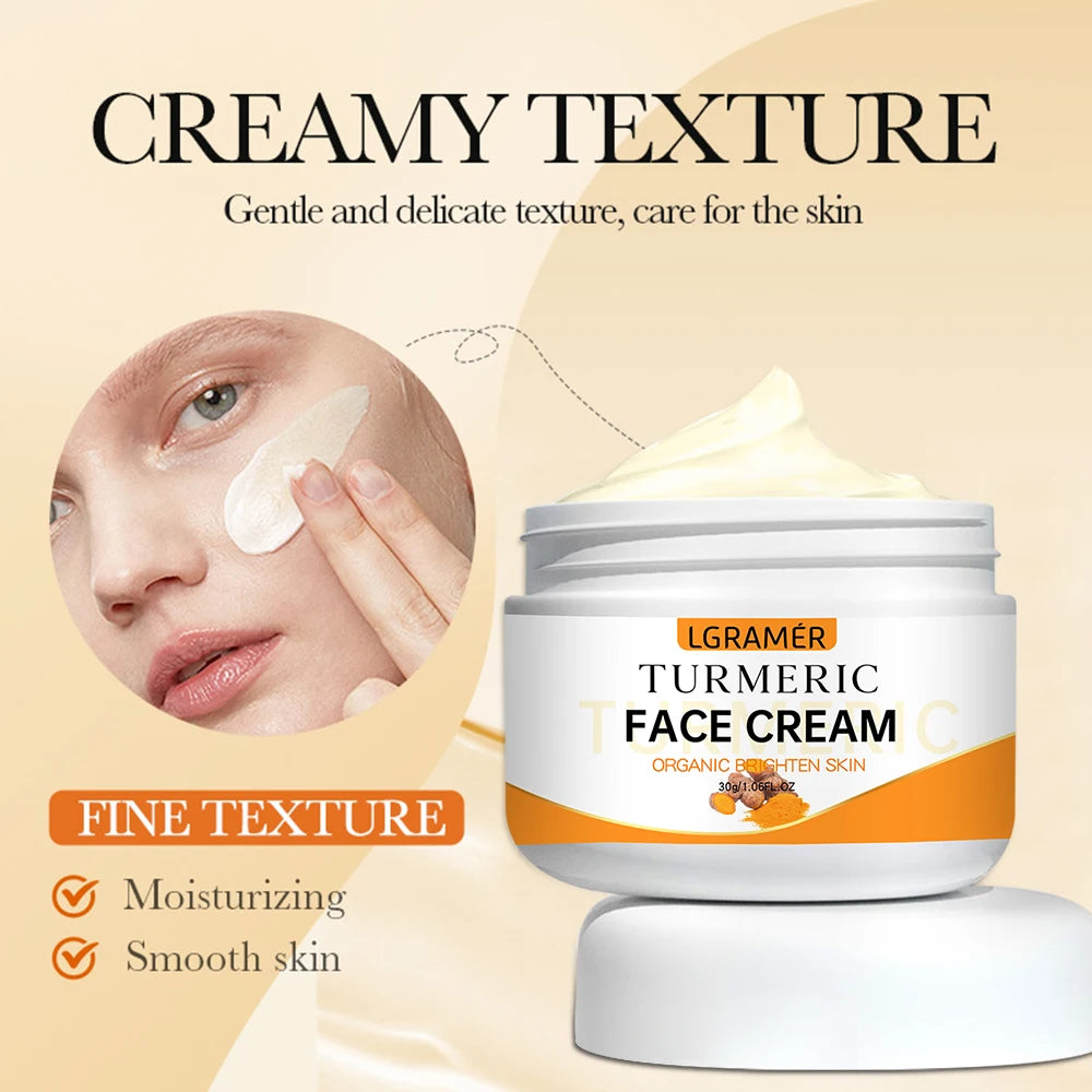 Turmeric Whitening Face Cream Wrinkle Removal Lighten Fine Lines Makes Skin Look More Youthful Birghten Moisturize Facial Care - She Vibess By C2P