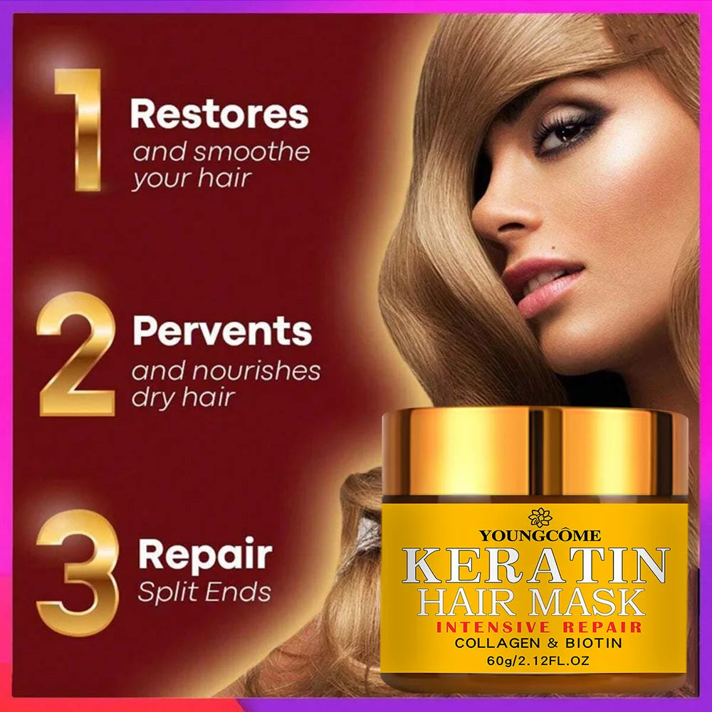 Hair Repairs Hair Mask Biotin Collagen Keratin Treatment Hairs Conditioner Hair Essential Oil Nourishing for Dry Damaged - She Vibess By C2P