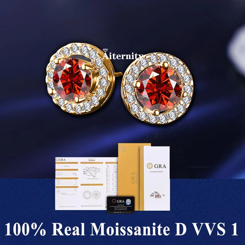 2 GRA Certificates S925 Sterling Silver Stud Earrings For Women And Men 100% Real Moissanite Pass Diamond Test Pen Fine Jewelry - She Vibess By C2P