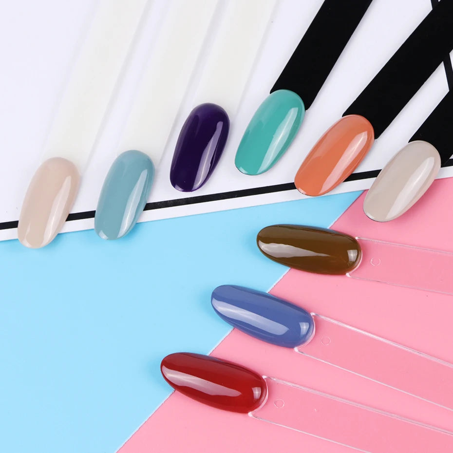 50pcs False Nail Display Tips Clear Nature Color Chart Oval Fan Style UV Gel Polish Swatch Shows Palette Practice Manicure Tools - She Vibess By C2P