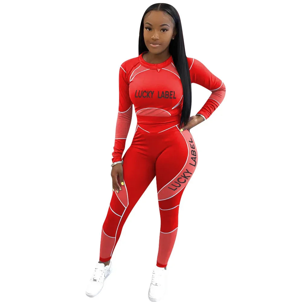 Casual Women's Long Sleeve Hoodie Set Printed Fashion Autumn Sportswear Two Pieces Outfit Comfortable Streetwear Style - She Vibess By C2P