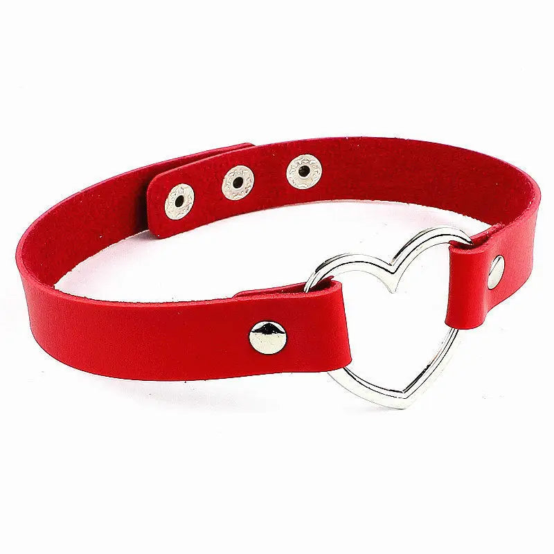 Harajuku Punk Rock Gothic Choker Necklace Women Sexy PU Leather Heart Lock Key Spike Collar Chocker Gothic Cosplay Accessories-I’m Over 21 - She Vibess By C2P