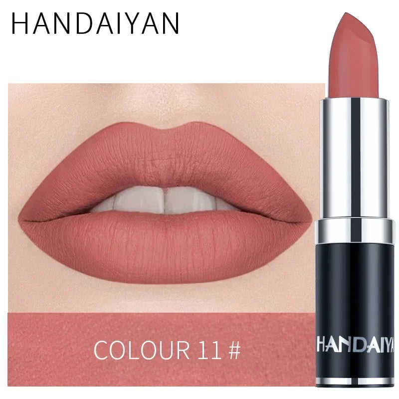 Matte Pink Velvet Lipstick Sexy Nude Red Brown Purple Lipgloss Gloss Velvety Lipstick Waterproof Makeup Long Lasting Lipstick - She Vibess By C2P