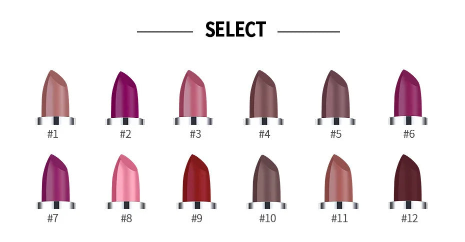 Matte Pink Velvet Lipstick Sexy Nude Red Brown Purple Lipgloss Gloss Velvety Lipstick Waterproof Makeup Long Lasting Lipstick - She Vibess By C2P
