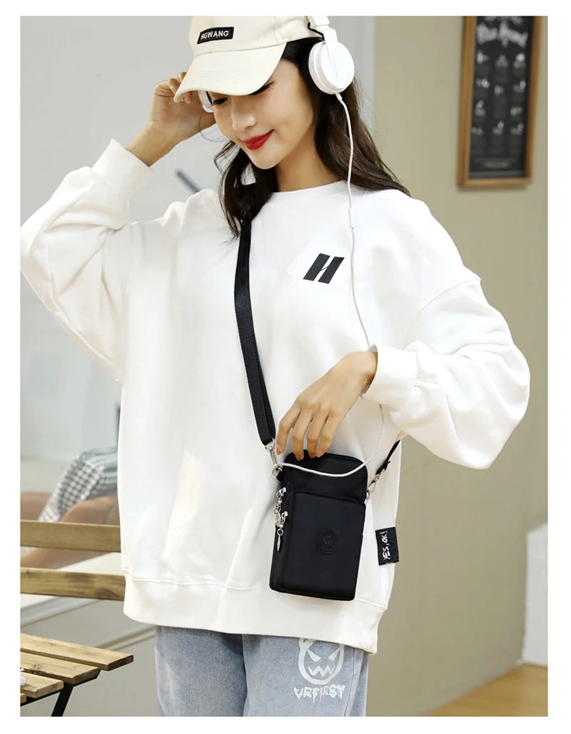 New Women Mobile Phone Bag Nylon Cell Phone Bag Coin Purse Strap Shoulder Bag Small Crossbody Bags for Women Wallet Travel Purse - She Vibess By C2P