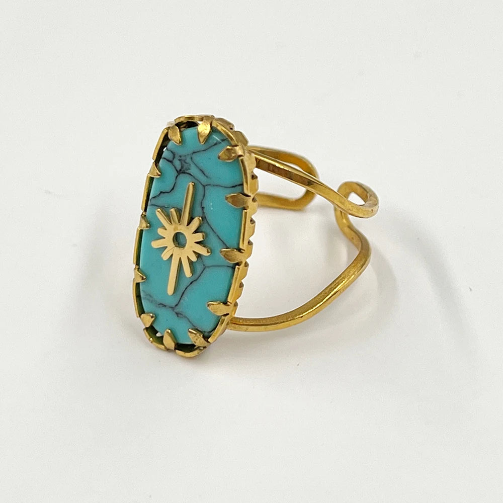 Stainless Steel Rings Open Rings For Women Rings Wide Ring Colorful Geometry Chain Female Rings Jewelry Party Gift Wholesale - She Vibess By C2P