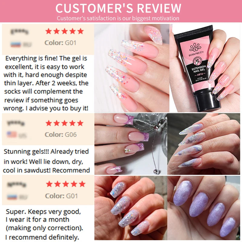 BORN PRETTY 30ml Glitter Acrylic Gel Finger Extension Nail Polish Silver Pink Extension Gel Polish Soak Off Nail Slip Solution - She Vibess By C2P