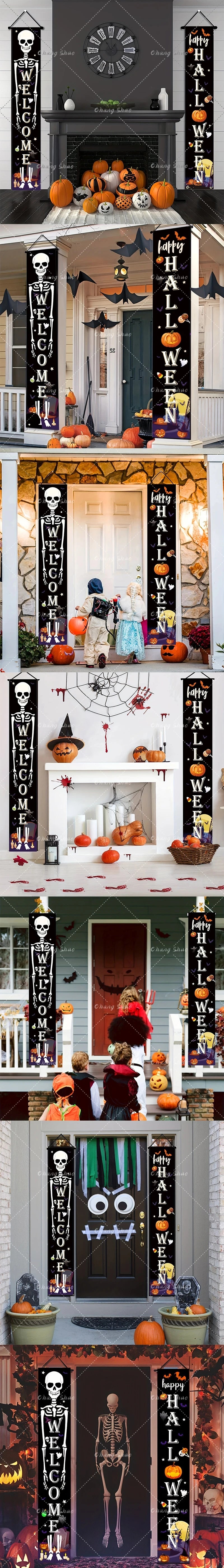 Halloween Hanging Door Curtain Banner Pumpkin Ghost Happy Halloween Decorations For Home Trick Or Treat Horror Party Supplies - She Vibess By C2P