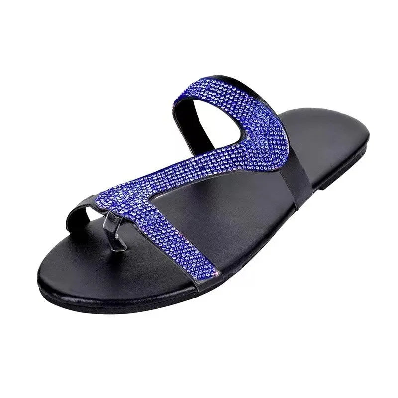 Spring/summer 2024 new sandals women bright diamond casual outdoor travel flip flop beach shoes non-slip durable slippers ms - She Vibess By C2P