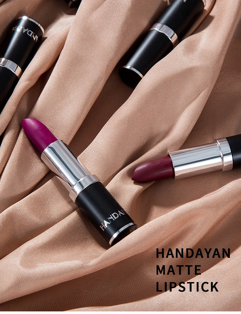 Matte Pink Velvet Lipstick Sexy Nude Red Brown Purple Lipgloss Gloss Velvety Lipstick Waterproof Makeup Long Lasting Lipstick - She Vibess By C2P