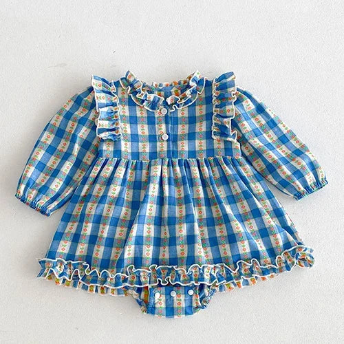 2024 New Autumn Christmas Newborn Baby Girls Long Sleeved Cotton Splicing Infant Baby Jumpsuit 0-24M Children Clothes - She Vibess By C2P